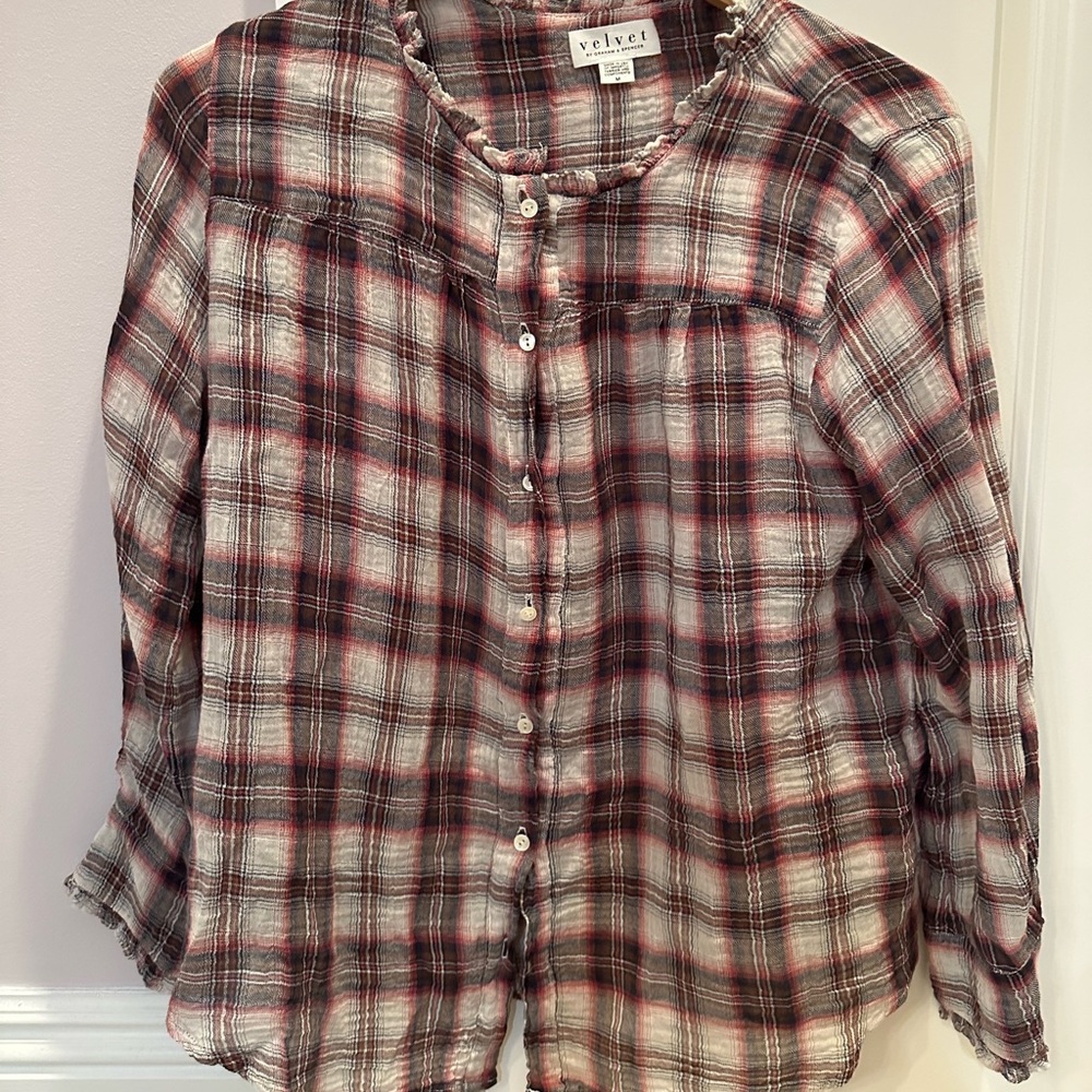 Velvet Blouse Plaid
